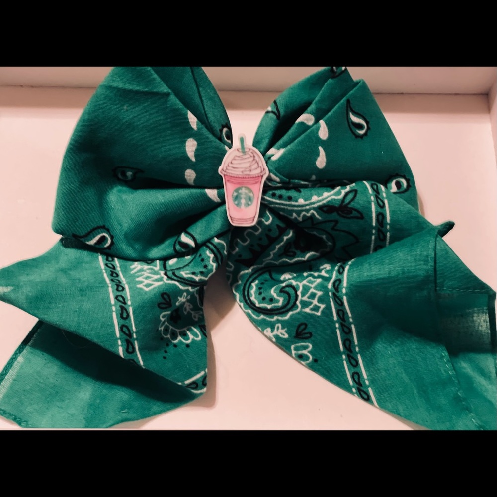 Starbucks green fabric girls hair bow